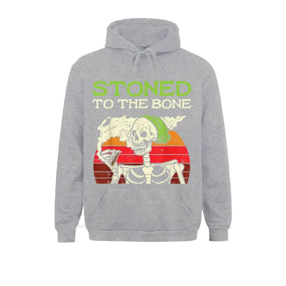 Stoned to the Bone Skeleton Smoking Weed Halloween  Hoodie