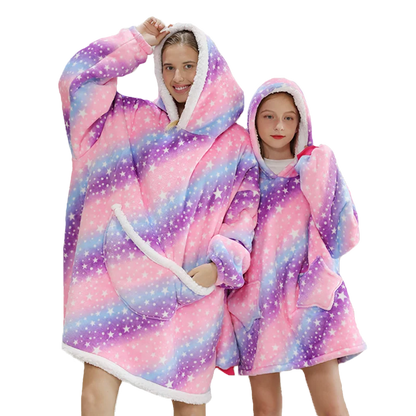 Oversized Family Matching Homewear Hoodie Plush Fleece  Girls Sleepwear