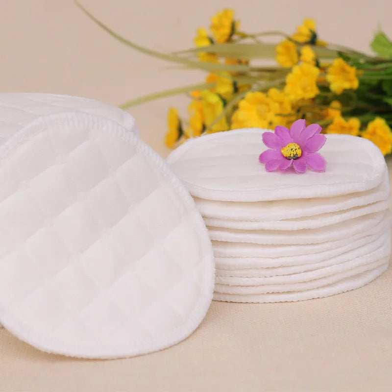 6 Pairs 3 Layers Cotton Reusable Breast Pads Nursing Waterproof Organic Plain