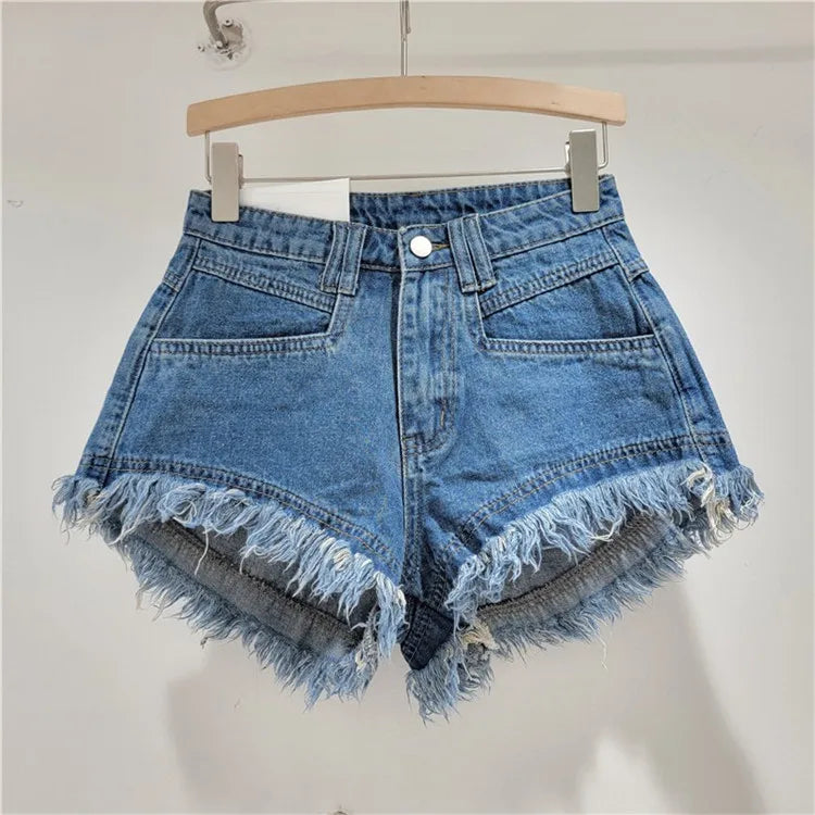 Fashion High Waisted Tassel Denim Shorts Women 'S Summer Popular Girls