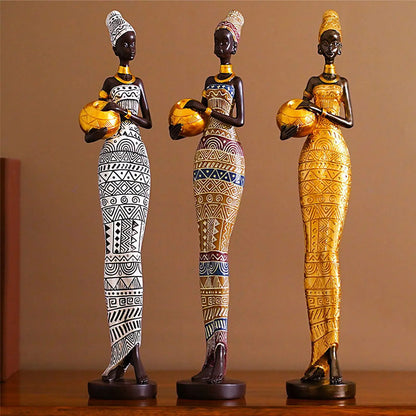 African Woman Figurines for Interior Decoration, Creative Decorative Sculptures