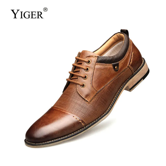 YIGER New 2023 Men Dress Shoes Big Size 41-50 Man Business Shoes