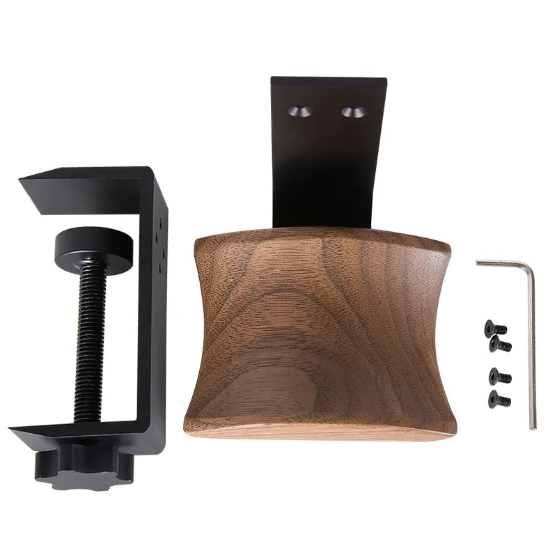 Wooden Headphones Stand Holder Aluminum Alloy Desk Lock Clip Headphone Bracket