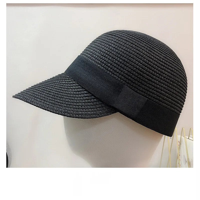 Summer Straw Hats for Women Dome Sun Protection Visor Panama Cap