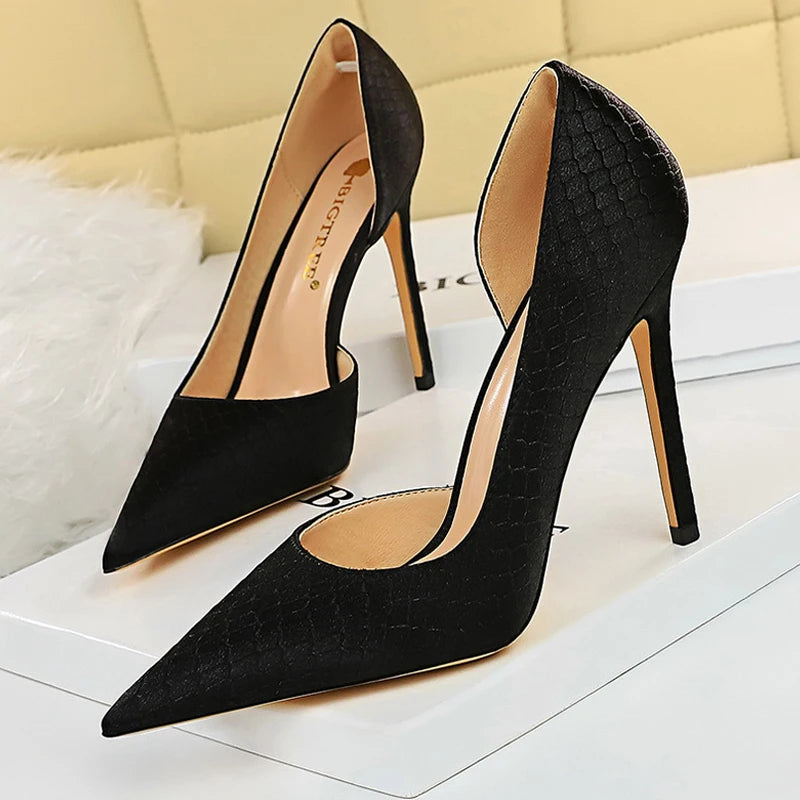 BIGTREE Shoes New Snake Pattern Women Pumps Sexy High Heels Party Shoes