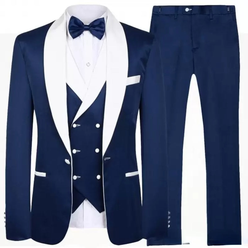 Latest Navy Blue Suit for Men Groom Tuxedo Wedding Suits 3