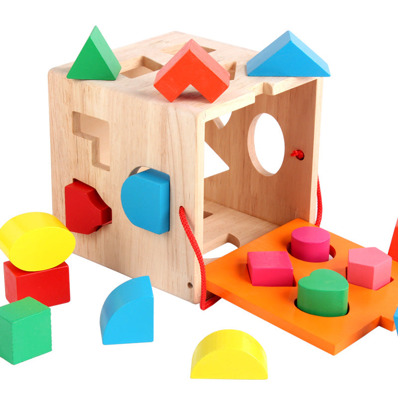 2021 Wooden Baby Activity Cube Toys Early Learning Shape