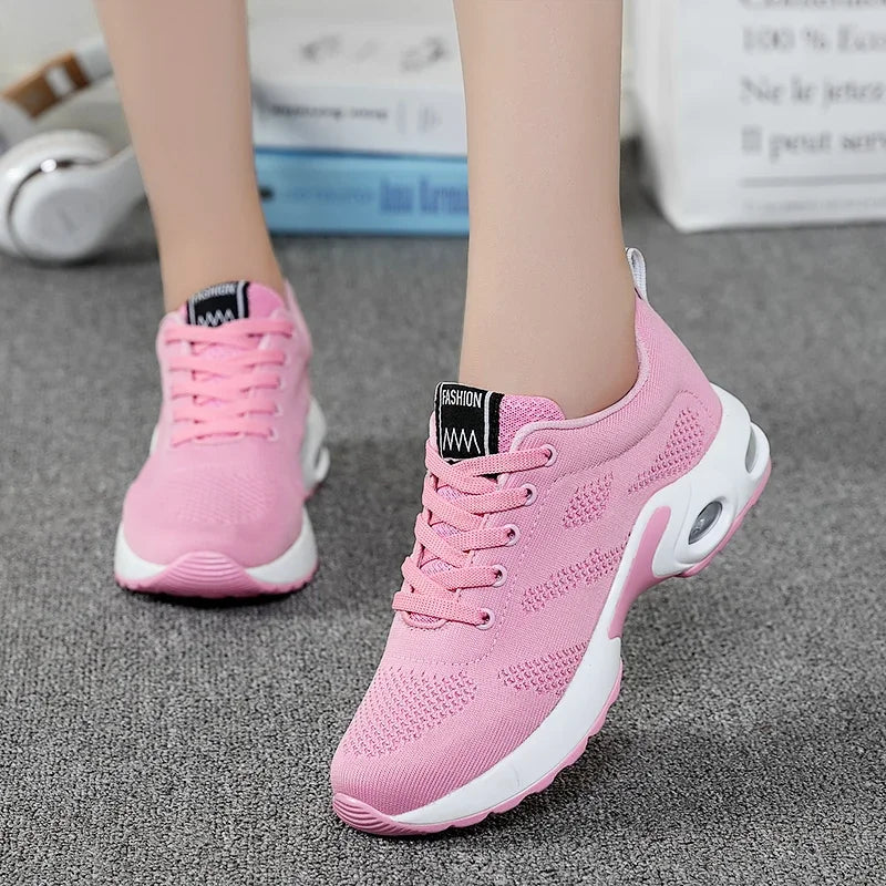 Womens Trainers Casual Mesh Sneakers Pink Women Flat Shoes Lightweight Soft