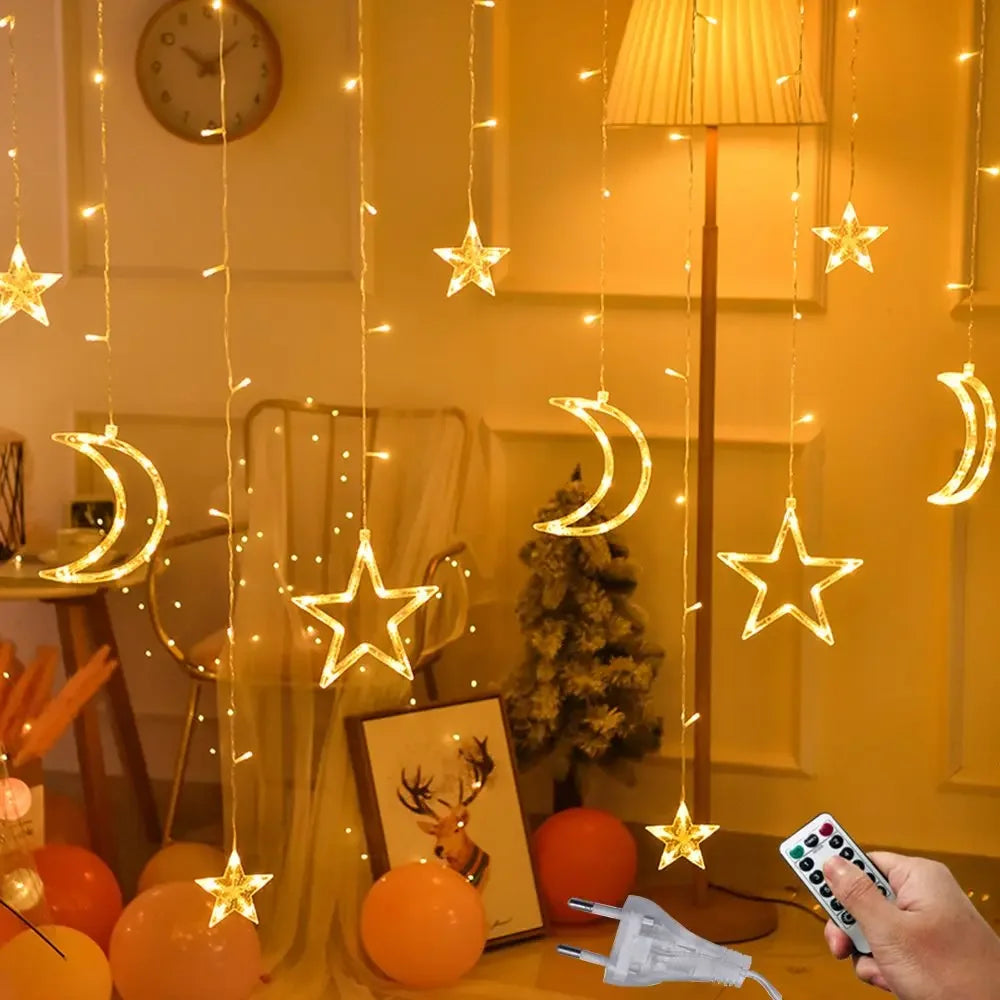 LED Star Lamp Curtain Garland Fairy String Lights Christmas Decoration Outdoor