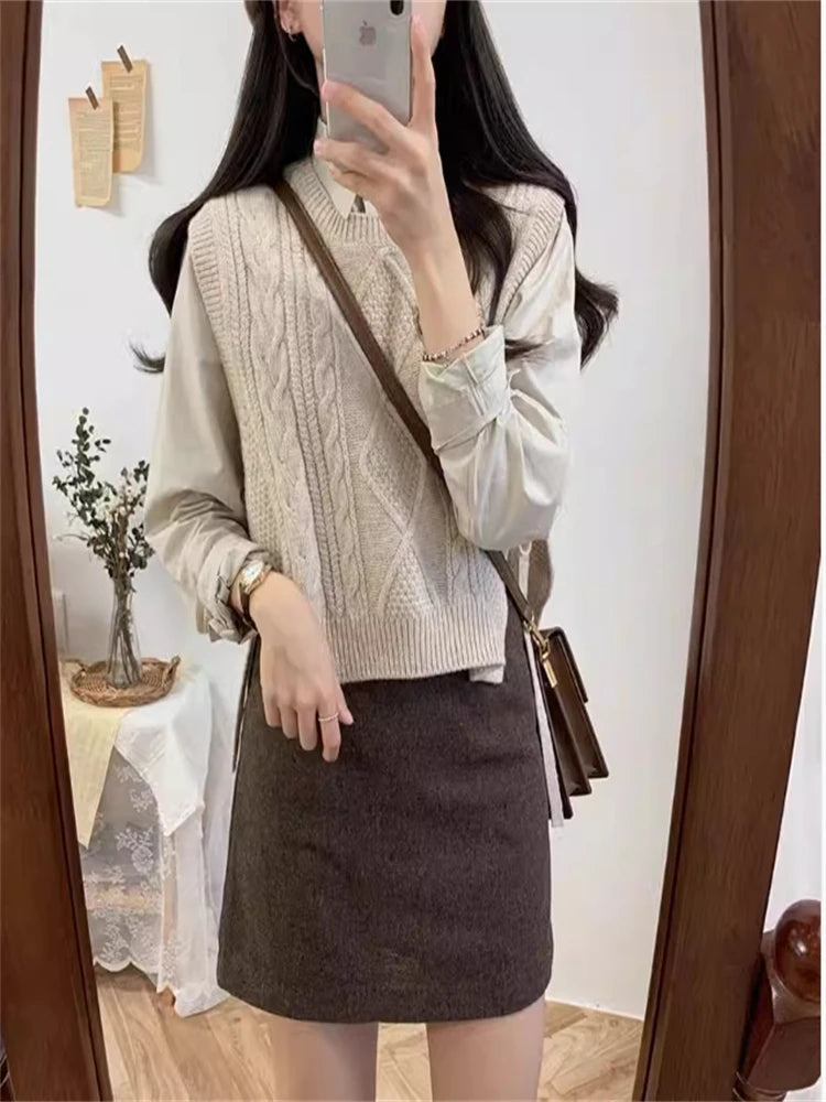 Winter Women Sweater Vest Pullover Female Knitting Overszie Sweaters Sleeveless