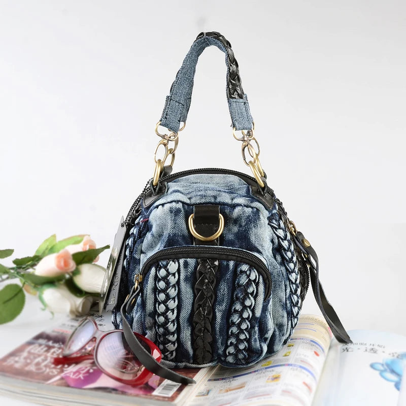 iPinee Casual Women Denim Bag Women Small Shoulder Bags Vintage Blue