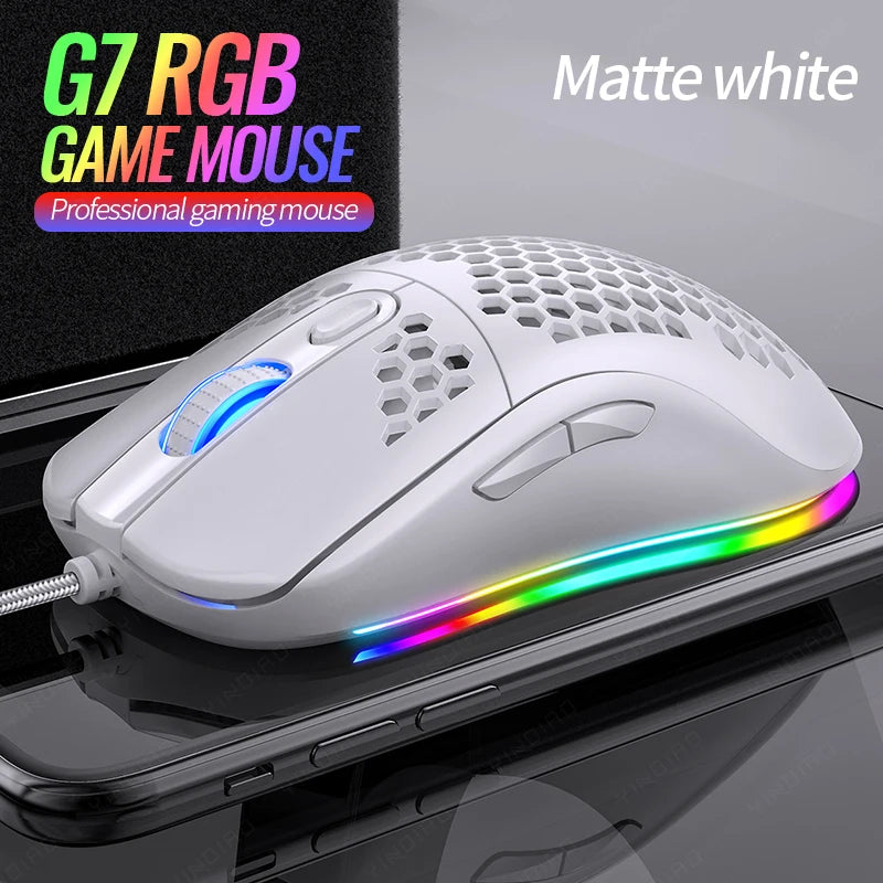 G7 7200 DPI Gaming Mechanical Wired Game Mouse Hollow Gaming Mouse Rgb Backlit