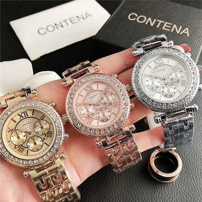 Reloj Mujer Rose Gold Women's Watch Fashion Rhinestone Women Quartz Wrist Watch