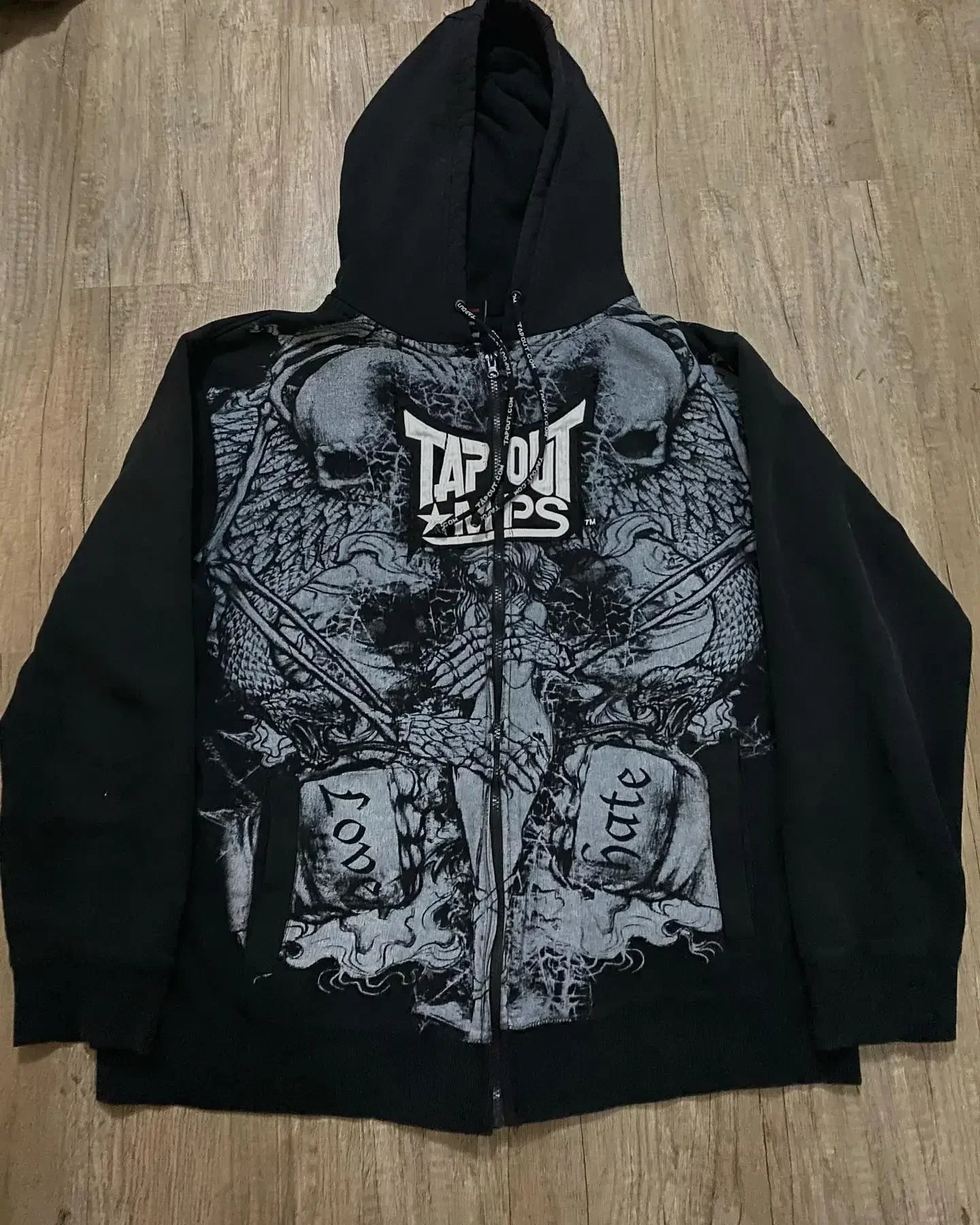 American Tapout Zipper Hoodie Y2K Harajuku Retro Print Oversized Hoodie Women