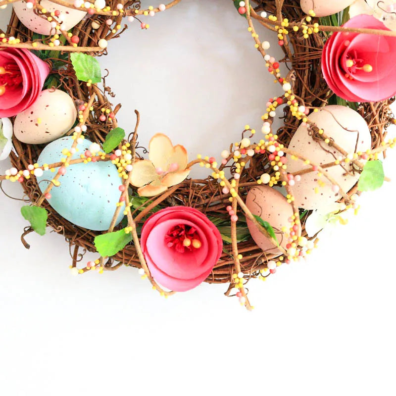 Happy Easter Eggs Door Rattan Wreath, Wedding Party Supplies, Home Decoration