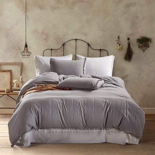 Wholesale Solid Color Ball Type Craft  Ropa De Cama Duvet Cover Set