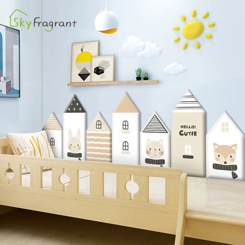 3D Cartoon Houses Self Adhesive Anti-Collision Soft Wall Stickers for Kids Rooms