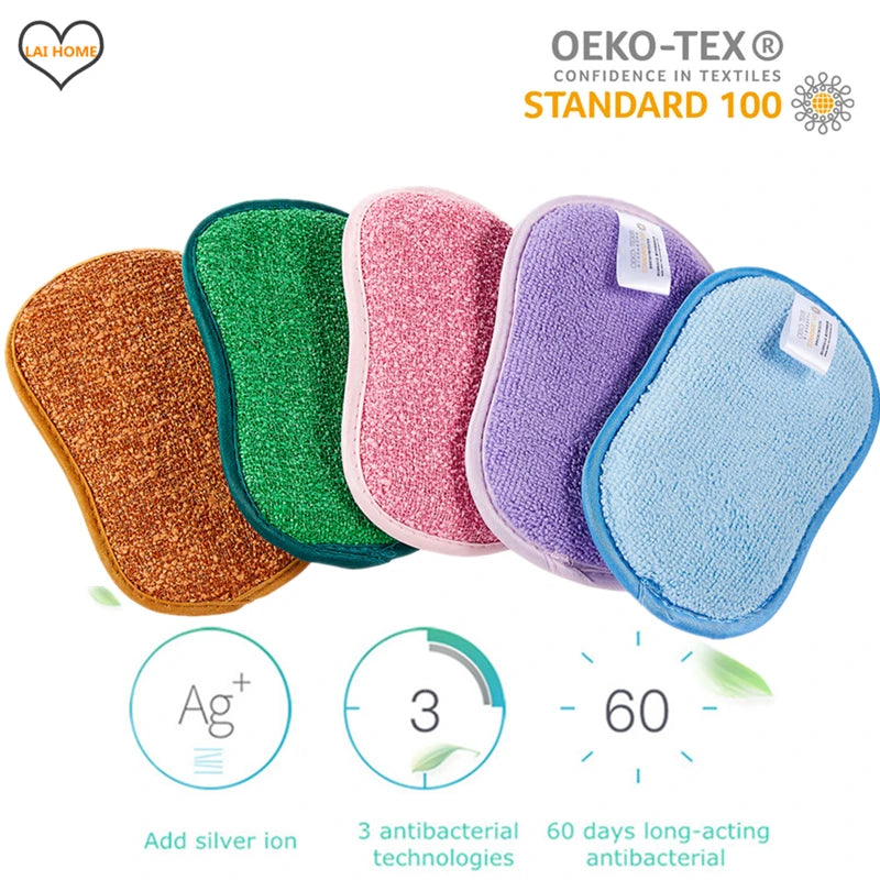 10PCS Cleaning Microfiber Sponge for Dishwashing Kitchen Bathroom Rust Removing