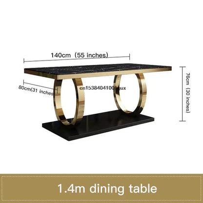 Home Furniture Marble Tabletop Dining Table and Chairs Sets Rectangle Table