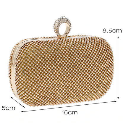 SEKUSA Evening Clutch Bags Diamond-Studded Evening Bag With Chain Shoulder Bag