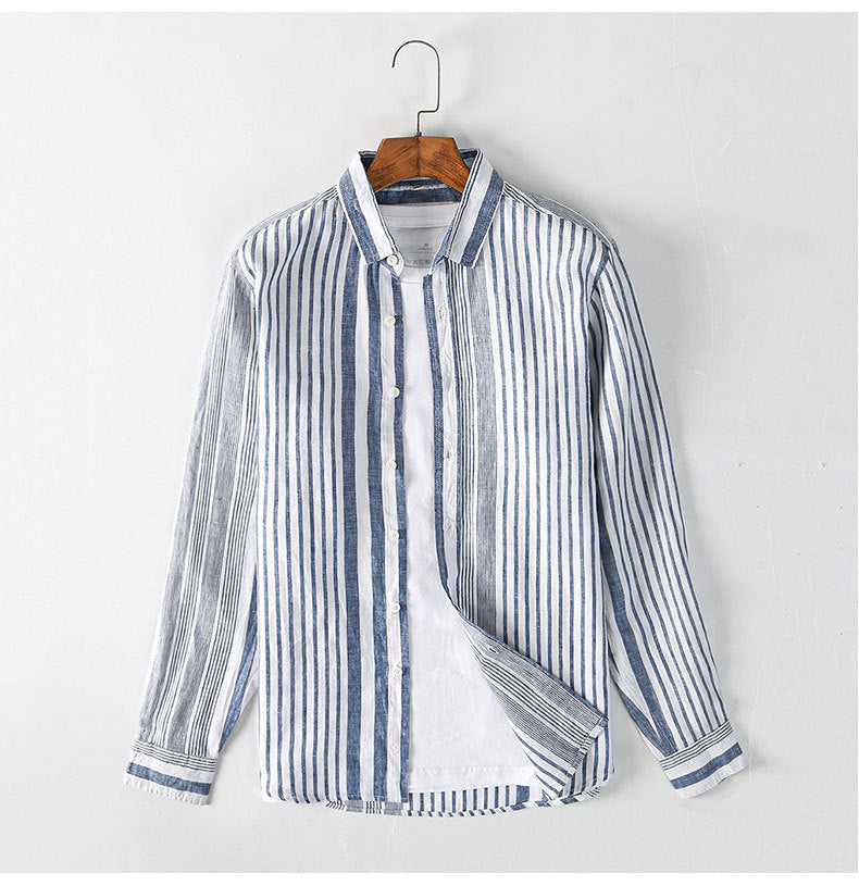 2022 New Design Men'S Linen Shirt Stripe Men Designers Shirts Men Casual Shirt