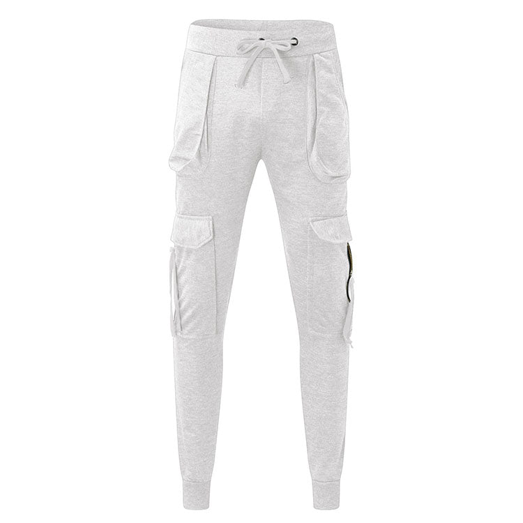 Wholesale Mens Cargo Pants Solid Mid-Waist Drawstring Sweatpants Men's Casual