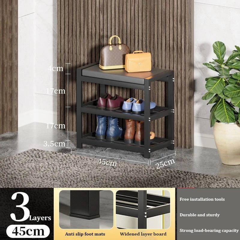 Light Luxury Multi-Layer Shoe Rack Livingroom Entry Hallway Seat Stool Storage