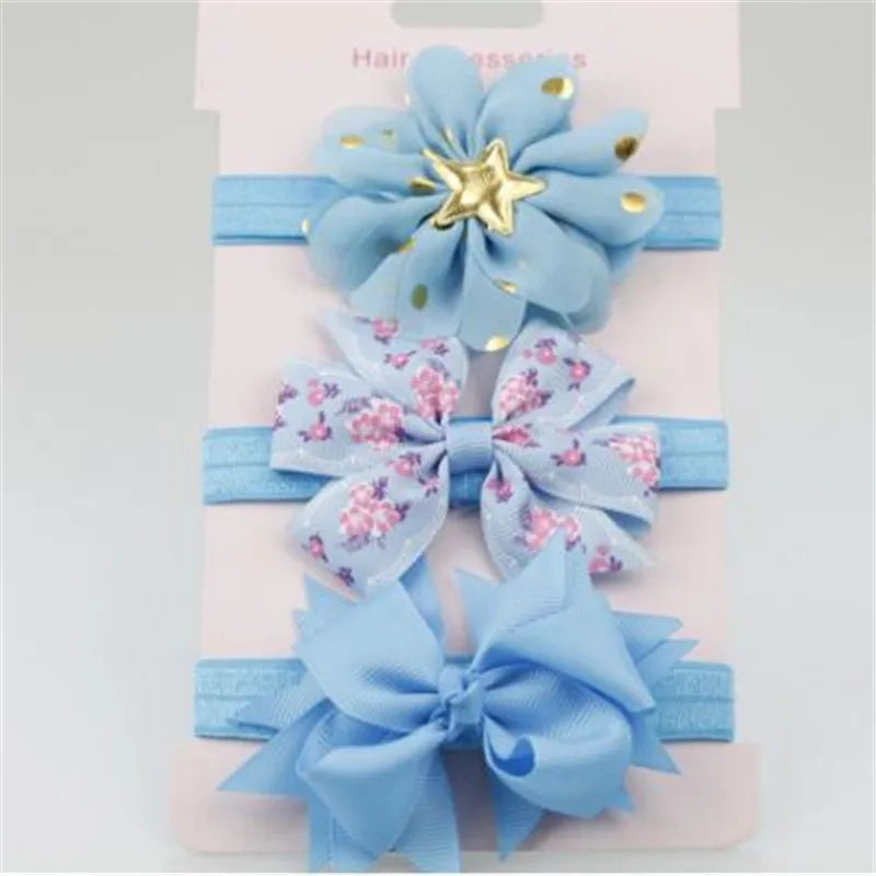 On Sale 3pcs New Baby Girl Boy Elastic Flower Headband Children