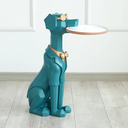 Cute Dog Sculpture  With Tray Holder Home Decor Sculpture Modern Art  Dog Statue