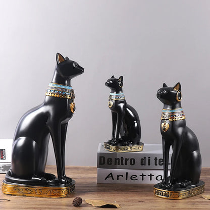 Resin Bastet Cat Crafts Egyptian Cat Figurine Animal Desktop Decoration