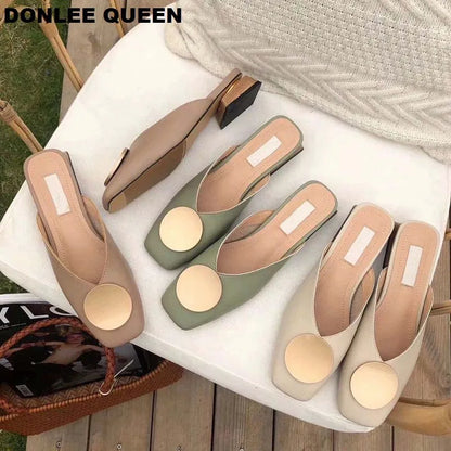 2023 Brand Designer Women Slippers Slip on Mules Flat Heel Casual Shoes