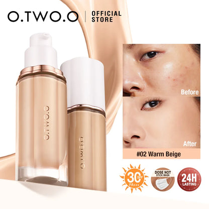 O.TWO.O Liquid Foundation Cream for Face 30ml High Coverage Makeup Base