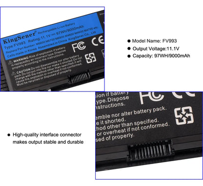 KingSener 11.1V 9000mAh FV993 Laptop Battery for DELL Precision M6600 M6700