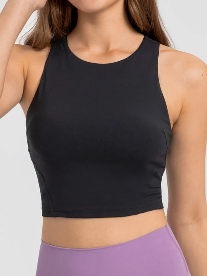 Nepoagym Women FLAME Crop Tank Top Bra High Neck Sport Top