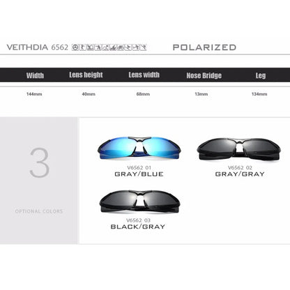 VEITHDIA Aluminum Men's Sunglasses Polarized UV400 Lens Male Mirror Glasses