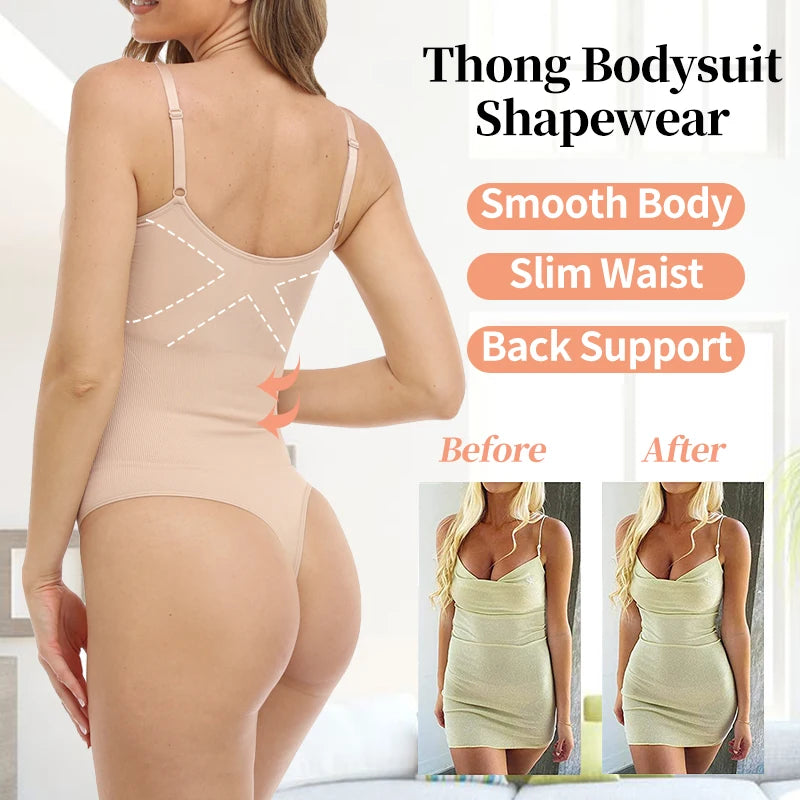 Seamless Thongs Bodysuit Women Shapewear Tummy Control Butt Lifter Body Shaper