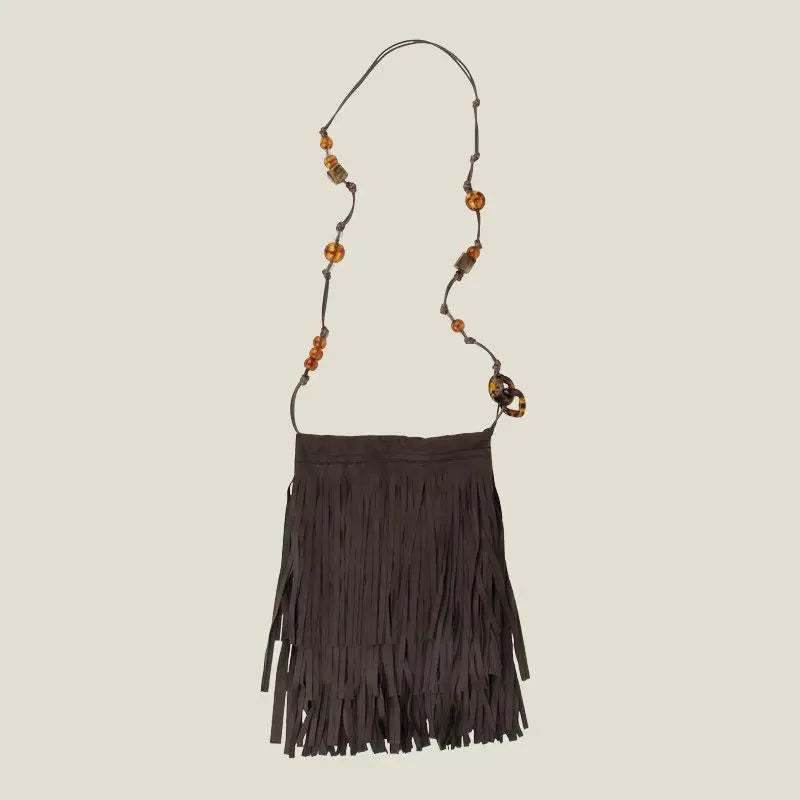 Frosted PU Leather Fringe Tassel Original Bohemian Bag Beads Bags Women's