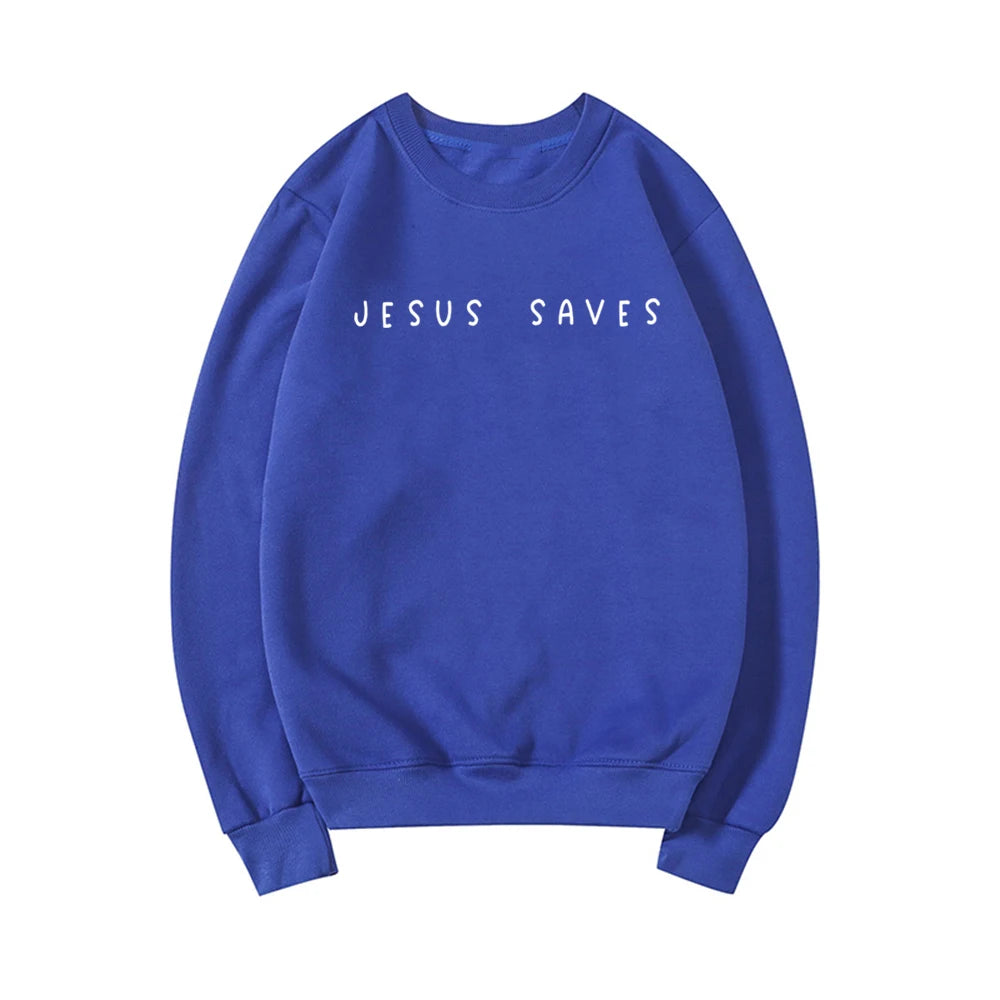 Jesus Saves Sweatshirt Christian Sweatshirts Faith Top Crewneck Sweatshirt