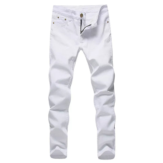 Men Stretch Jeans Fashion White Denim Trousers for Male Spring and Autumn Pants