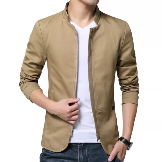 AEMAPE Brand Bomber Jacket Men Stand Collar Mens Jacket Slim Fit Mens Blazer