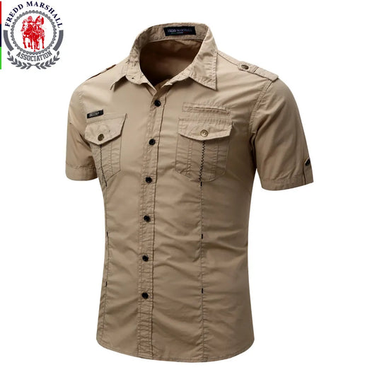 Men's Shirt Cargo Shirt Fashion Casual Shirt Summer Style 100% Cotton