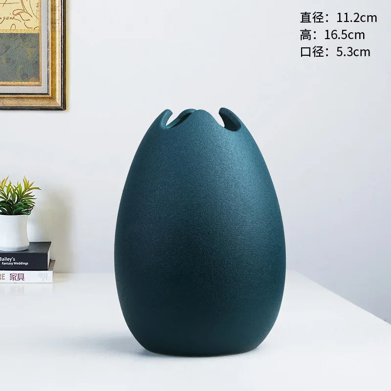 Spring Easter Eggs Shaped Minimalist Porcelain Art Vase Fresh Flower Dried Vase