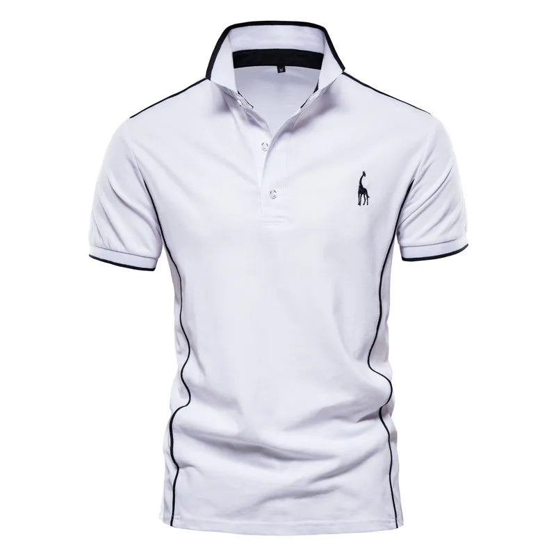 2021 New Summer Cotton POLO Shirt Men Giraffe Brand Embroidery Polo Shirt Men