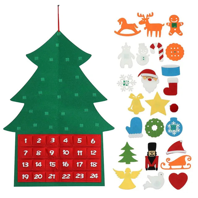 Hot Sales Christmas Gifts 24 Days Felt Christmas Hanging Advent Calendar