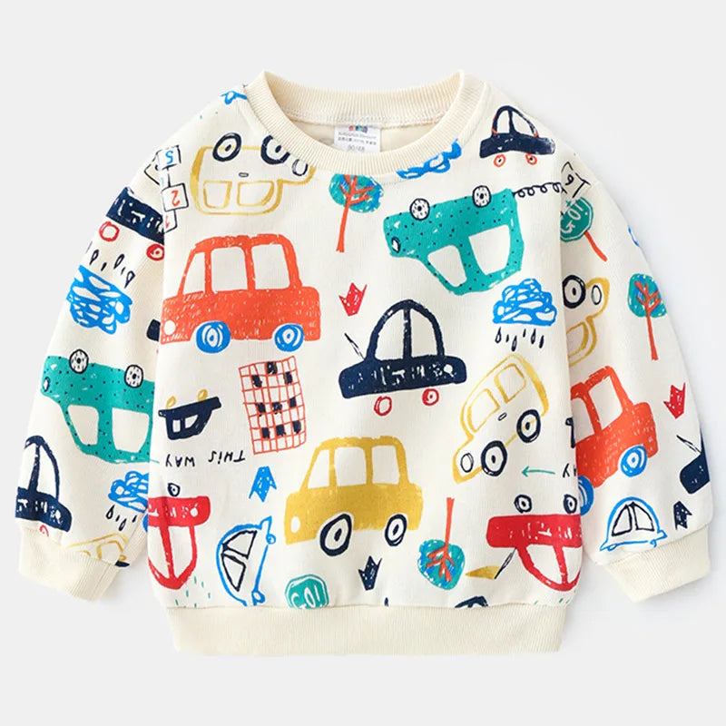 Baby Car Sweatershirt 2024 Spring Kid's Clothes Toddler Fashion Print