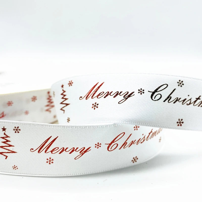 10mm 15mm 25mm Christmas 5yards Ribbon Printed Merry Christmas Ribbon