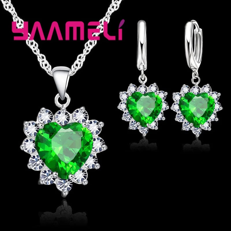 New Suit Heart Shape  Fashion Women Wedding Silver Jewelry Set