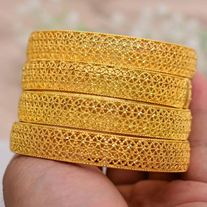 24k Dubai Gold Color Bangles for Women Dubai Bride Wedding Ethiopian Bracelet