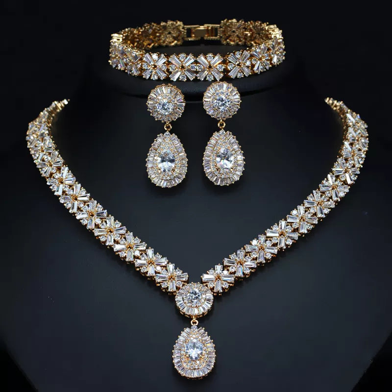 CWWZircons Exclusive Dubai Gold Plate Jewellery Luxury Cubic Zirconia Necklace