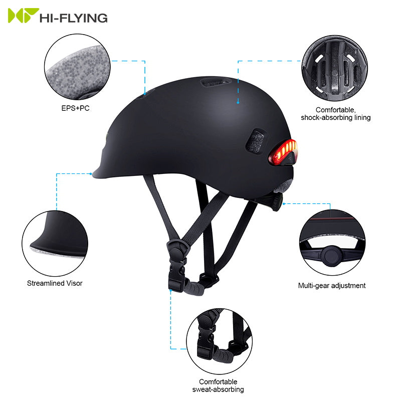 Adults Bicycle Helmet With LED Light Cycling Smart Safety Helmet Head Protector